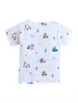 Printed Muslin Cotton Top with Matching Shorts Combo - White (0-3M to 2-3Y) | Round Neck
