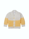 Front Open yellow color sweater with matching cap and socks for baby