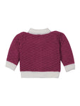 Front Open Wine Color Self Design Sweater with Cap and Pair of Socks