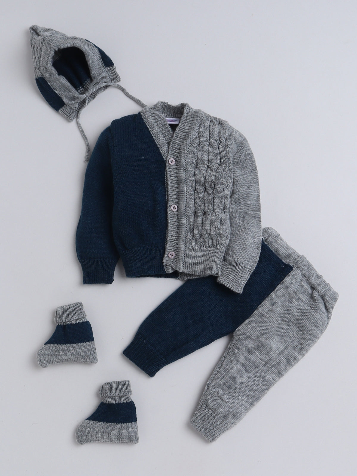 4 Pcs Sweater Set With Matching Caps and Socks