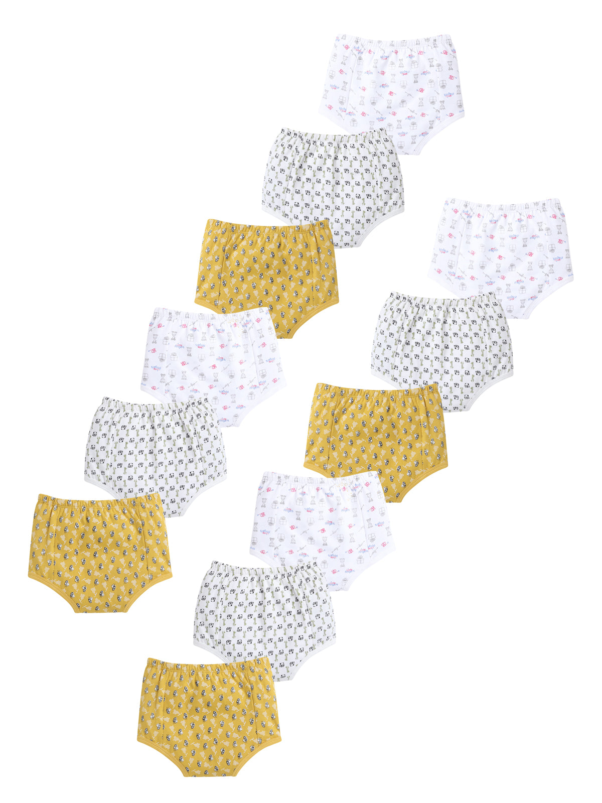 Pack of 12 Printed Cotton Underpants | Assorted Colors | 6-12 Months, 1-2 Years, 2-3 Years