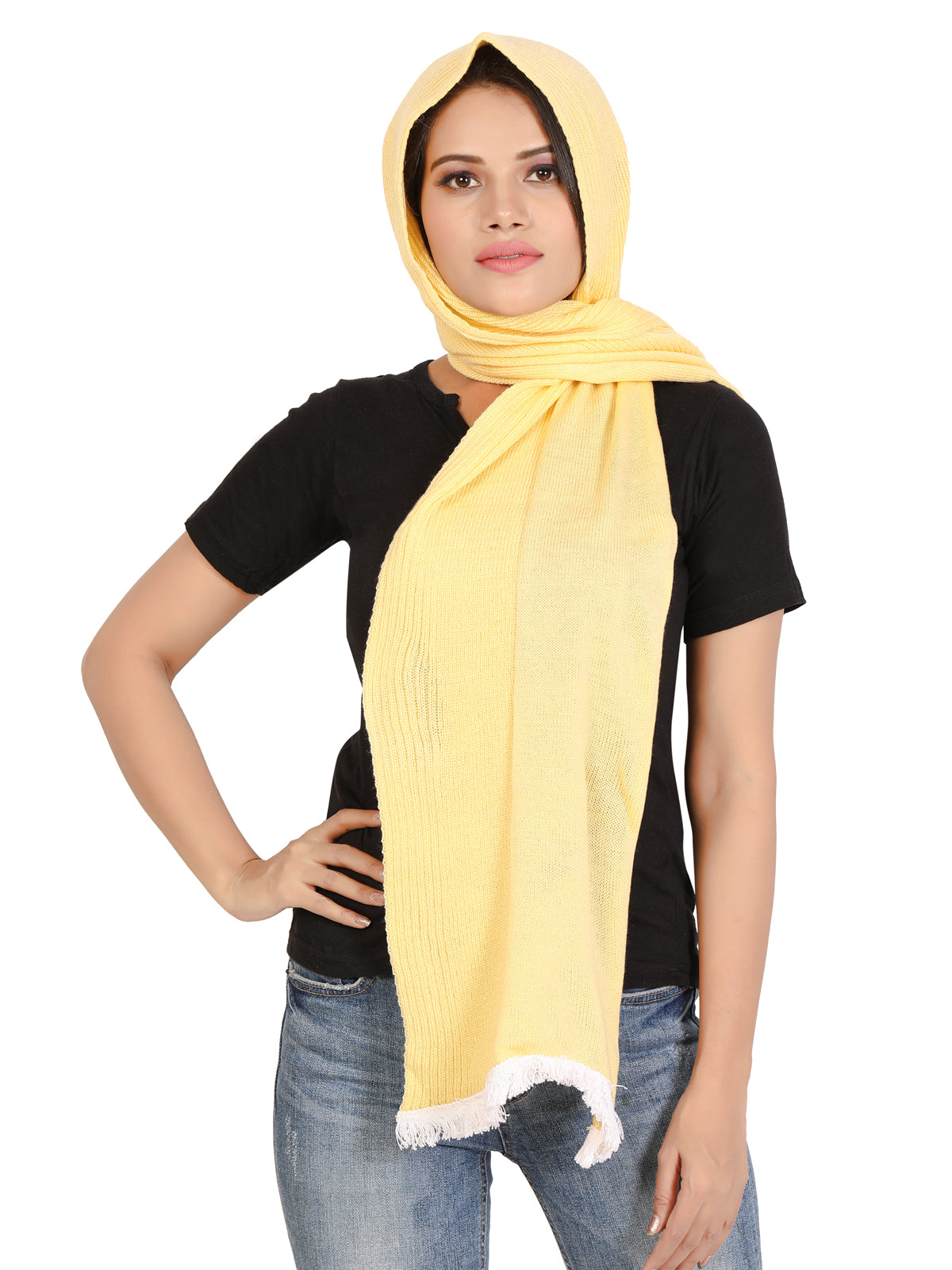 Girls' Free Size Scarf - Yellow Color