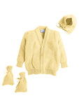 Yellow Color Zig-Zag Pattern Front Open Sweater For Baby Boy and Baby Girl