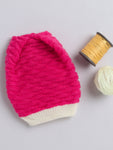 Elegant knitted Textured Round Cap with, Fuchsia