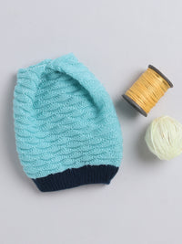Elegant knitted Textured Round Cap with, Green Color
