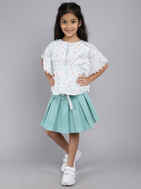 Girls Half Sleeve Top & Skirts Floral Print for kids