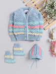 Blue Color Stripe Crayon Pattern Sweater with Caps and Pair Of Socks