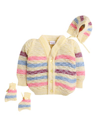 Full Sleeve Yellow Color Crayon Stripe Pattern Sweater for infants