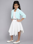 Dress With Jacket with green Color For Kids