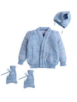 Front Open blue color Zig -zag crayon pattern sweater for infants