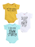 Pack of 3 Unisex Cotton Baby Onesies in Assorted Colors | 0-12 Months | Snap Buttons, Round Neck