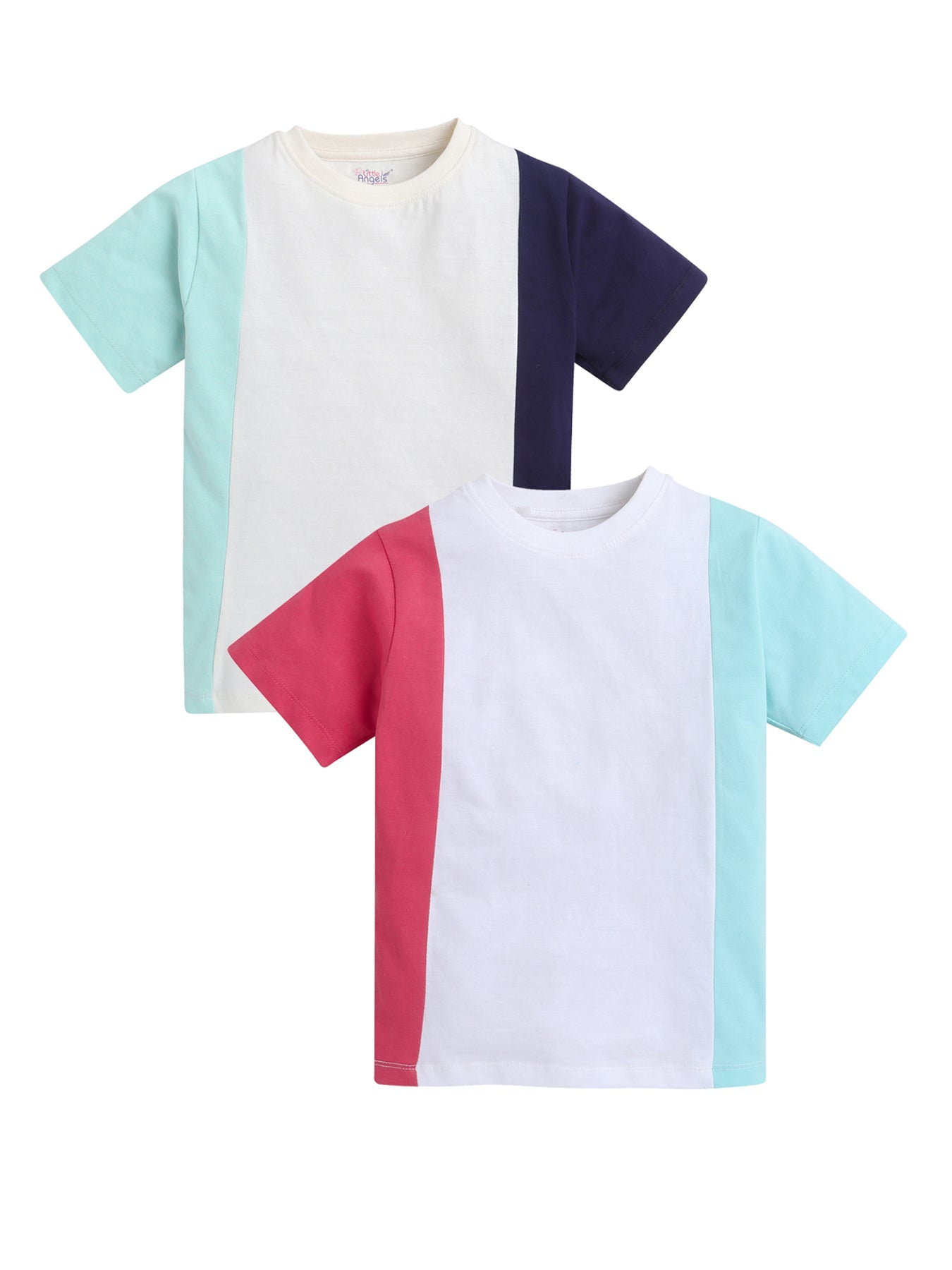 Pack of 2 Unisex Cotton T-shirts in Assorted Colors - 6 to 8 Years