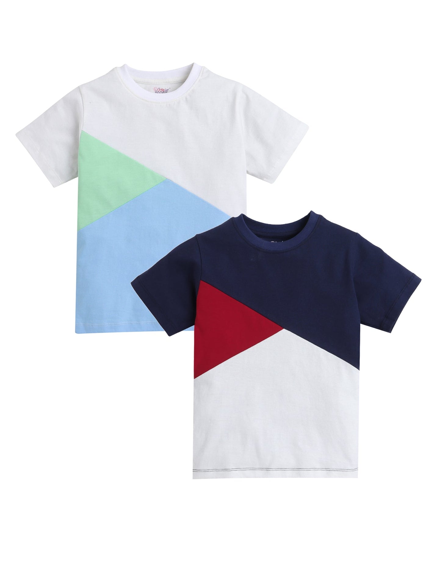 Pack of 2 Unisex Cotton T-shirts in Assorted Colors - 6 to 12 Months to 7 to 8 Years