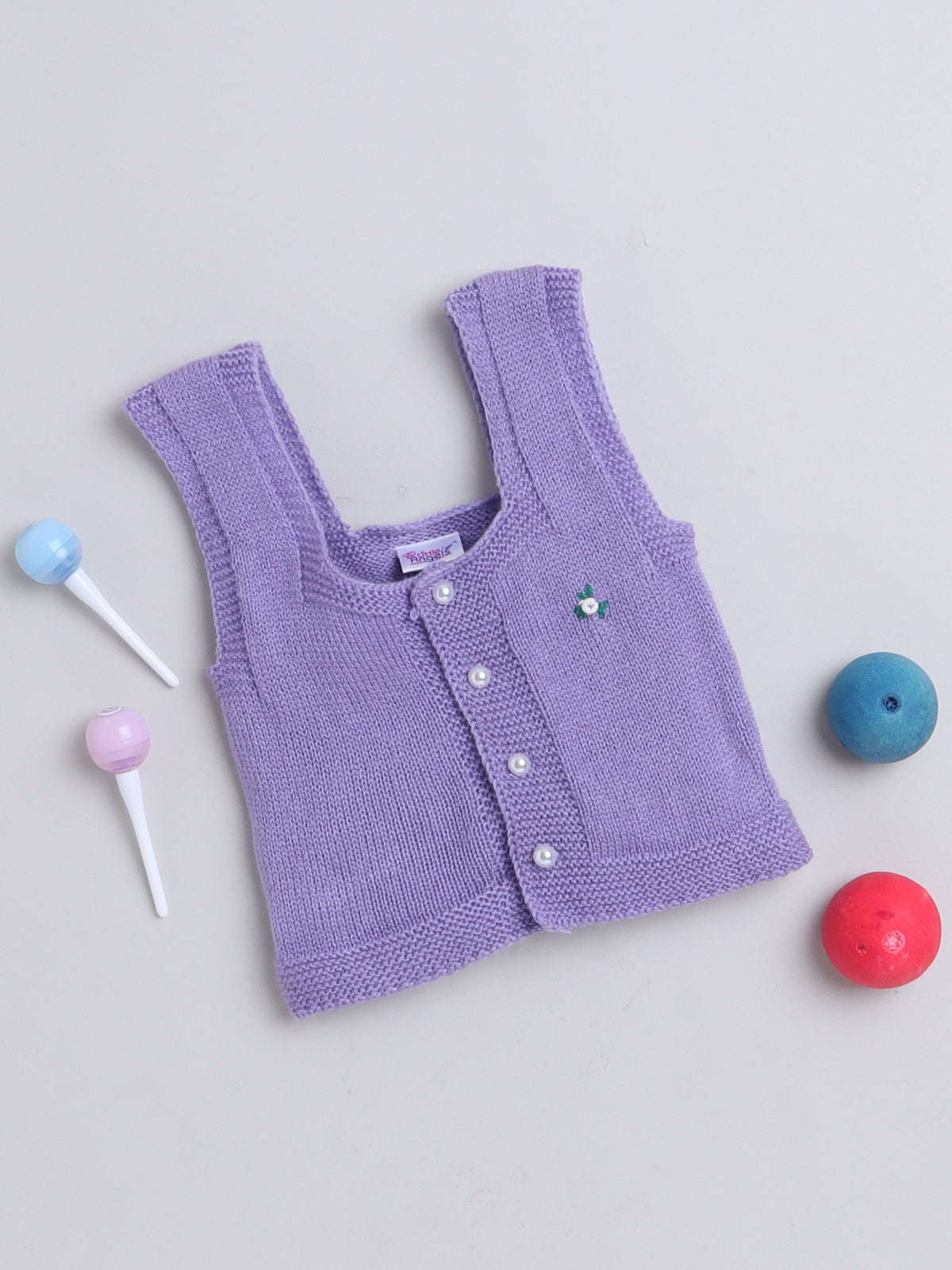 Front Open Violet Sleeveless vest for Baby girl and baby boy