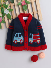 Baby Cardigan Sweater with Car & Truck Design