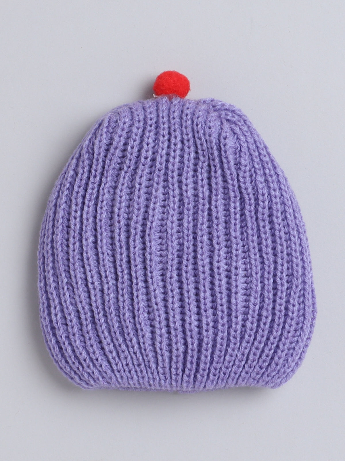 Knitted Violet color round cap for baby