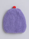 Knitted Violet color round cap for baby