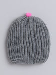 Knited Gray color round cap for baby