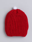 Knitted Red color round cap for baby