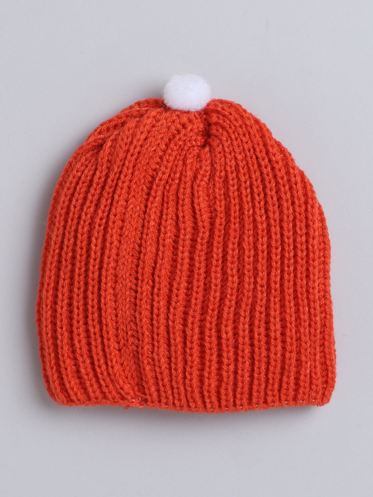 Knited Orange color round cap for baby